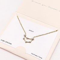 Capricorn CZ Embellished Zodiac Sign Pendant Necklace