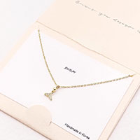 CZ Embellished Whale Tail Pendant Necklace