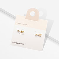 Taurus CZ Embellished Zodiac Sign Stud Earrings