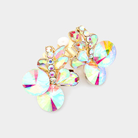 Multi Stone Cluster Clip On Evening Earrings