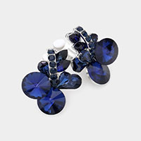 Multi Stone Cluster Clip On Evening Earrings