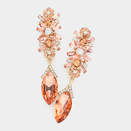 Marquise Glass Crystal Drop Evening Earrings