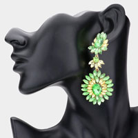 Floral Marquise Stone Cluster Dangle Evening Earrings