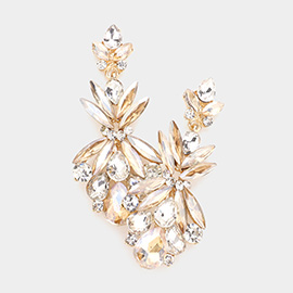 Multi Stone Cluster Dangle Evening Earrings