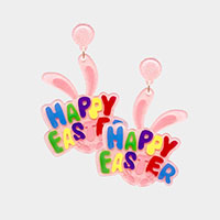 Happy Easter Resin Bunny Dangle Earrings