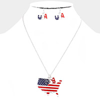 Enamel USA State Map Pendant Necklace