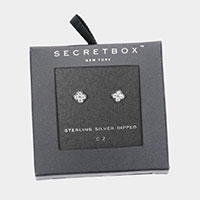 Secret Box _ Sterling Silver Dipped CZ Quatrefoil Stud Earrings
