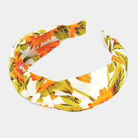 Sunflower Patterned Burnout Knot Headband
