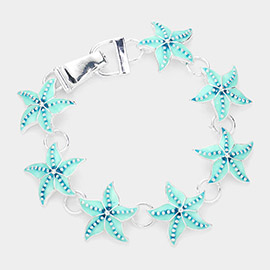 Enamel Metal Starfish Link Magnetic Bracelet