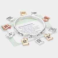 10 Commandments Message Charm Stretch Bracelet