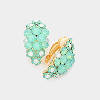 Floral Rhinestone Clip On Earrings
