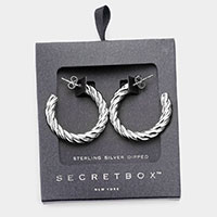 Secret Box _ Sterling Silver Dipped Twisted Metal Hoop Earrings