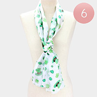 6PCS - Silk Feel Satin Striped St. Patrick's Day Clover scarf