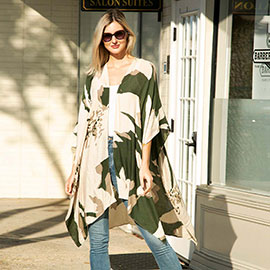 Camouflage Patterned Cover Up Kimono Poncho
