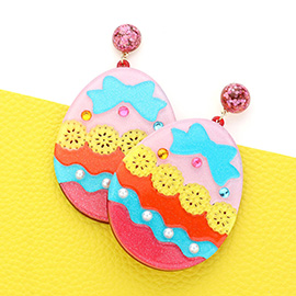 Glittered Resin Easter Egg Dangle Earrings