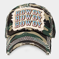 HOWDY Message Camouflage Patterned Vintage Baseball Cap
