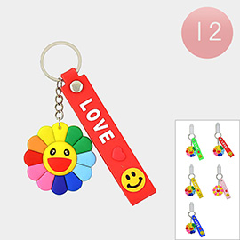 12PCS - LOVE Message Smile Flower Keychains