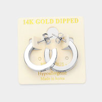 14K White Gold Dipped 0.8 Inch Metal Hoop Earrings