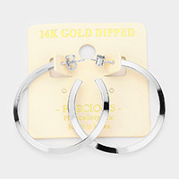 14K White Gold Dipped 1.6 Inch Metal Hoop Earrings