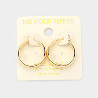 14K Gold Dipped 0.8 Inch Metal Hoop Pin Catch Earrings