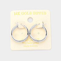 14K White Gold Dipped 0.8 Inch Metal Hoop Pin Catch Earrings