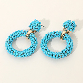 Seed Beaded Open Circle Dangle Earrings