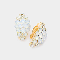 Floral Rhinestone Clip On Earrings