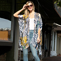 Snake Skin Patterned Cover Up Kimono Poncho