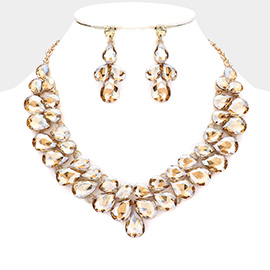 Teardrop Stone Cluster Evening Necklace