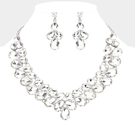 Teardrop Stone Cluster Evening Necklace