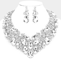 Marquise Stone Cluster Accented Evening Necklace