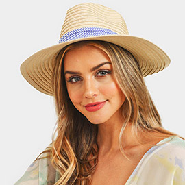 Striped Band Fold Straw Sun Hat