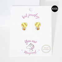 Gold Dipped Enamel Softball Clip on Kids Earrings