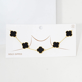Gold Dipped Quatrefoil Pendant Link Necklace