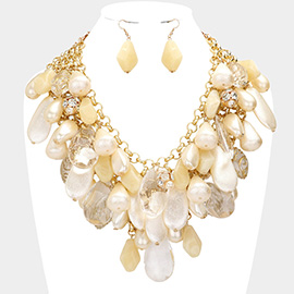 Pearl Lucite Teardrop Cluster Vine Necklace