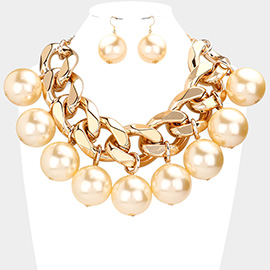 Pearl Link Bold Chain Necklace