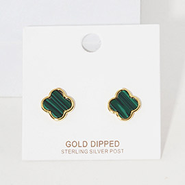 Gold Dipped Quatrefoil Stud Earrings