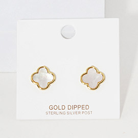 Gold Dipped Quatrefoil Stud Earrings