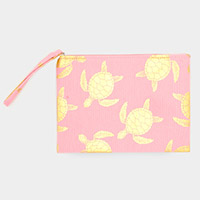 Metallic Turtle Pouch Clutch Bag