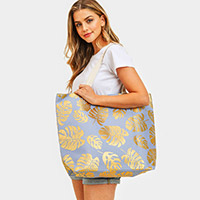 Tropical Leaves Foil Beach Bag