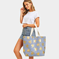 Metallic Turtle Beach Tote Bag