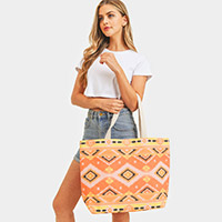 Tribal Patterned Beach Tote Bag