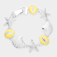 Metal Starfish Enamel Shell Link Magnetic Bracelet