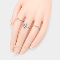 3PCS - Rhinestone Embellished Mixed Rings