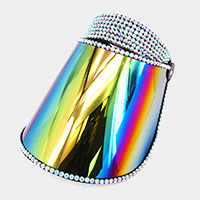 Studded Hologram Fashion Visor Sun Hat