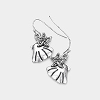 Metal Starfish Shell Dangle Earrings