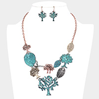 Metal Tree of Life Leaf Link Necklace