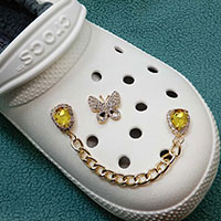 2PCS - Butterfly Chain Linked Teardrop Stone Shoes Deco Charms