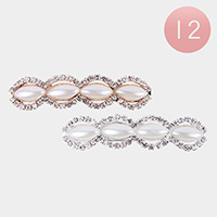 12PCS - Pearl Accented Stone Trimmed Barrettes