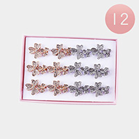 12PCS - CZ Embellished Double Shamrock Rings